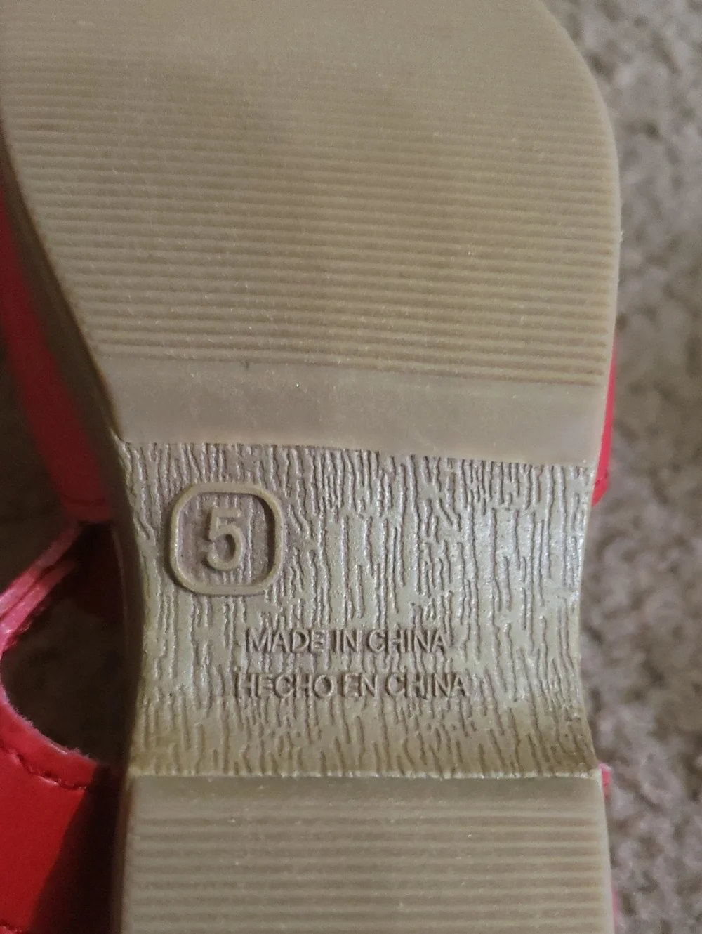 Old Navy Bright Red Girls T-Strap Sandals with Cutout